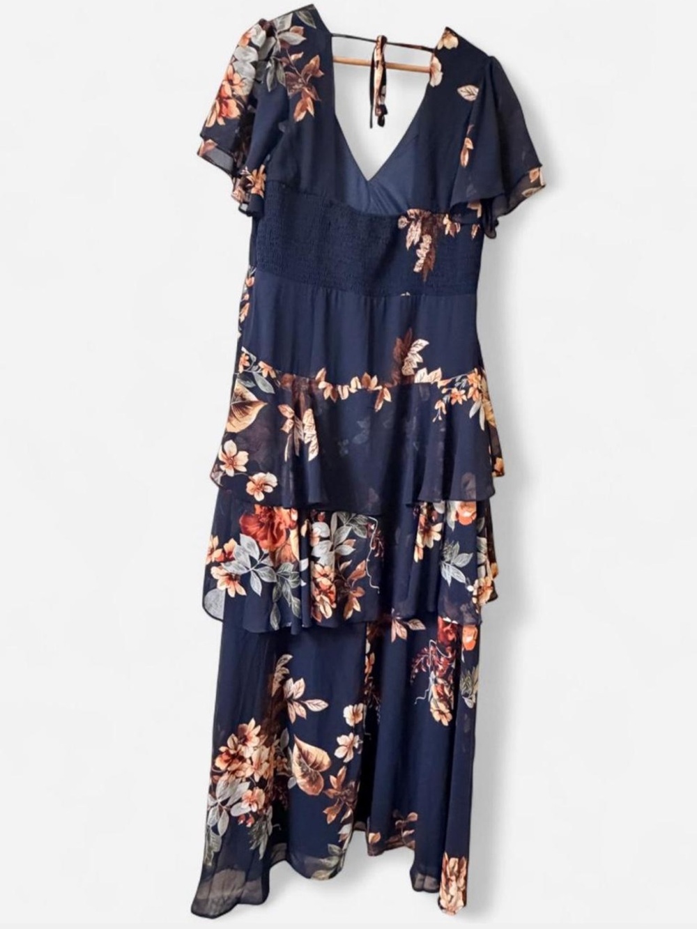 Lulu's Navy Floral High-Low Ruffle Maxi Dress - Picture 4 of 6